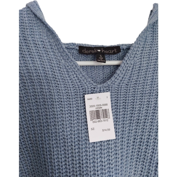 NWT Light Blue Distressed Hooded Sweater - Picture 8 of 9